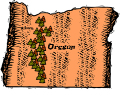 Oregon woodcut map showing location of Salem